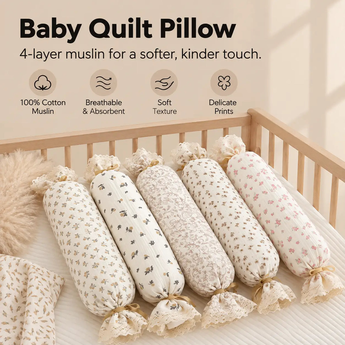 2-Pack Buckwheat Baby Bolster Pillows