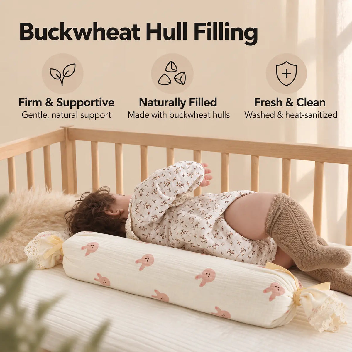 2-Pack Buckwheat Baby Bolster Pillows