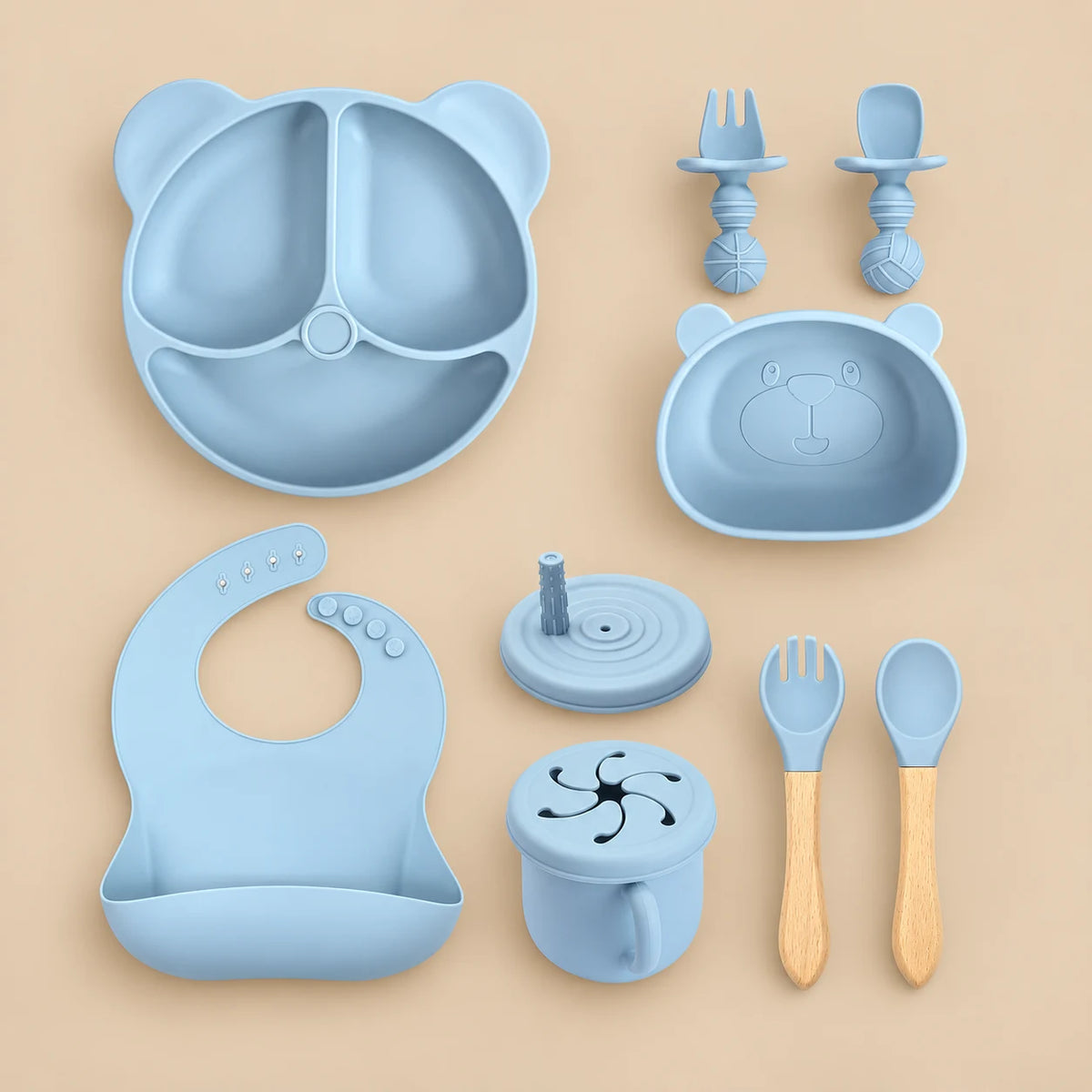 8-Piece Silicone Baby Feeding Set