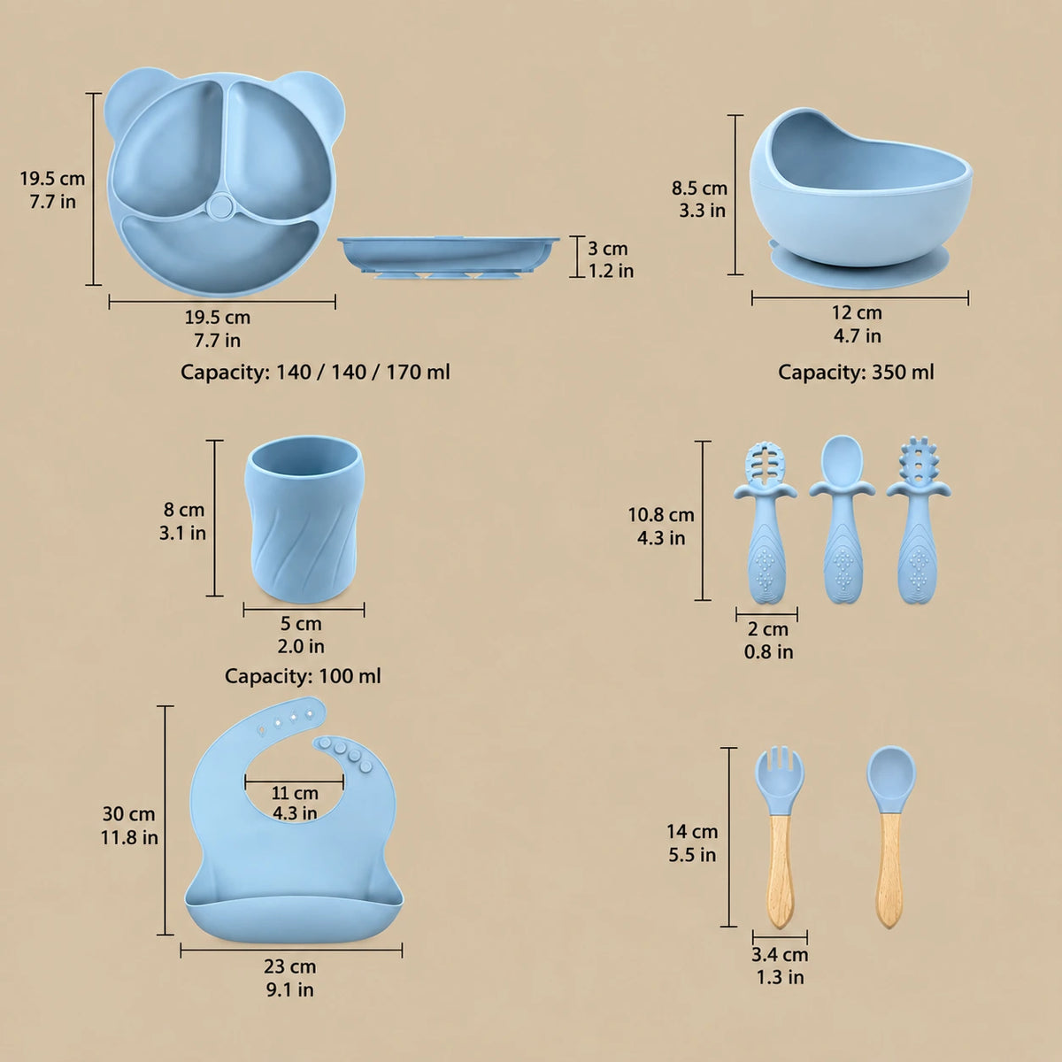 9-Piece Silicone Baby Feeding Set