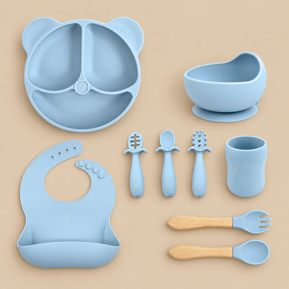 9-Piece Silicone Baby Feeding Set