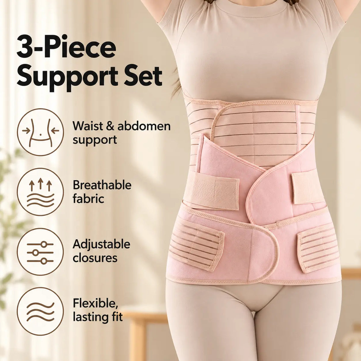 Adjustable Postpartum Belly Wrap Set (3 pcs)