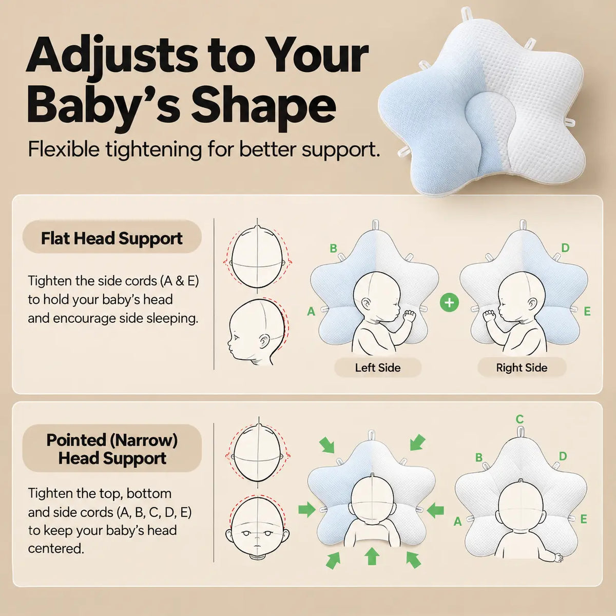 Adjustable Star Baby Pillow