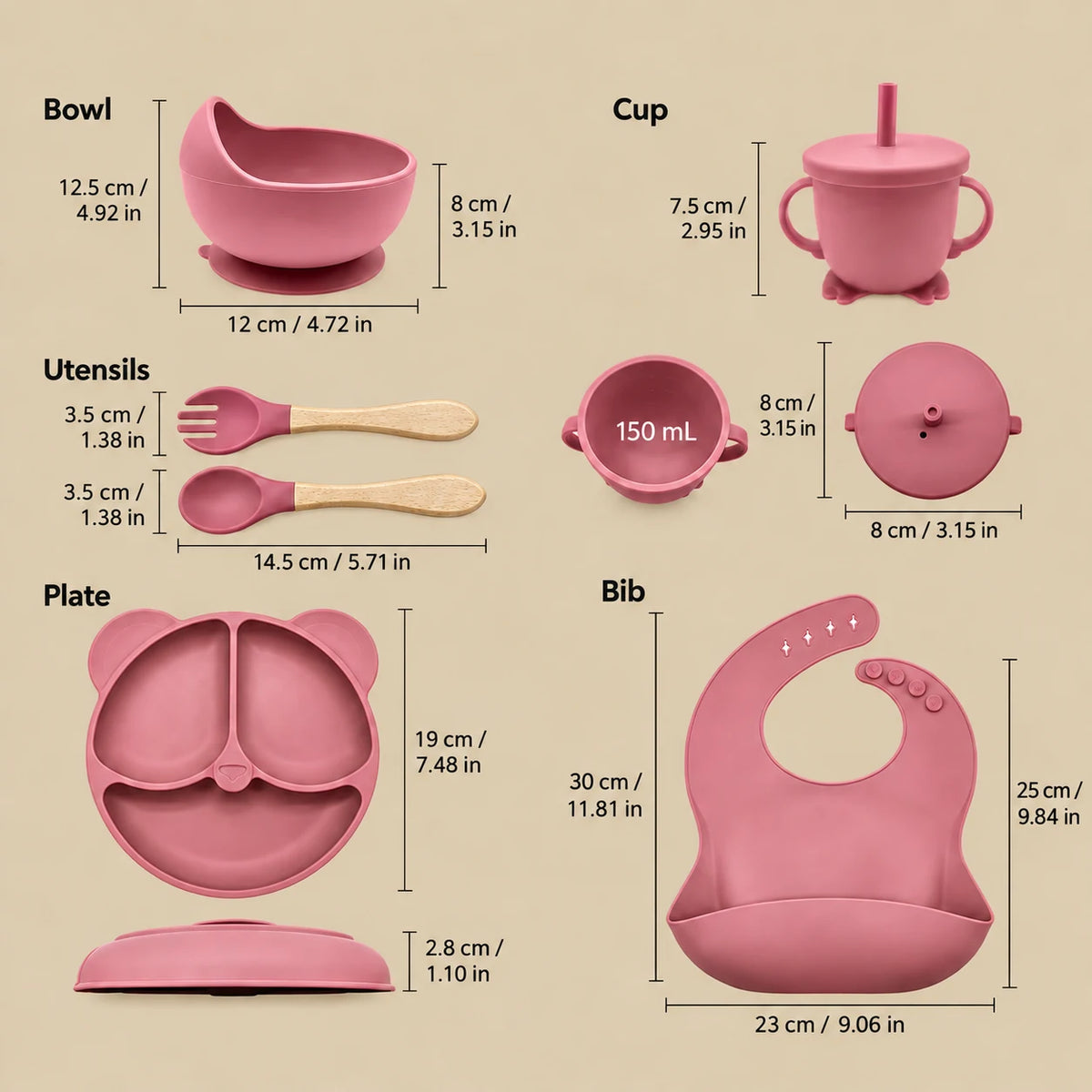 Bear Silicone Baby Feeding Set