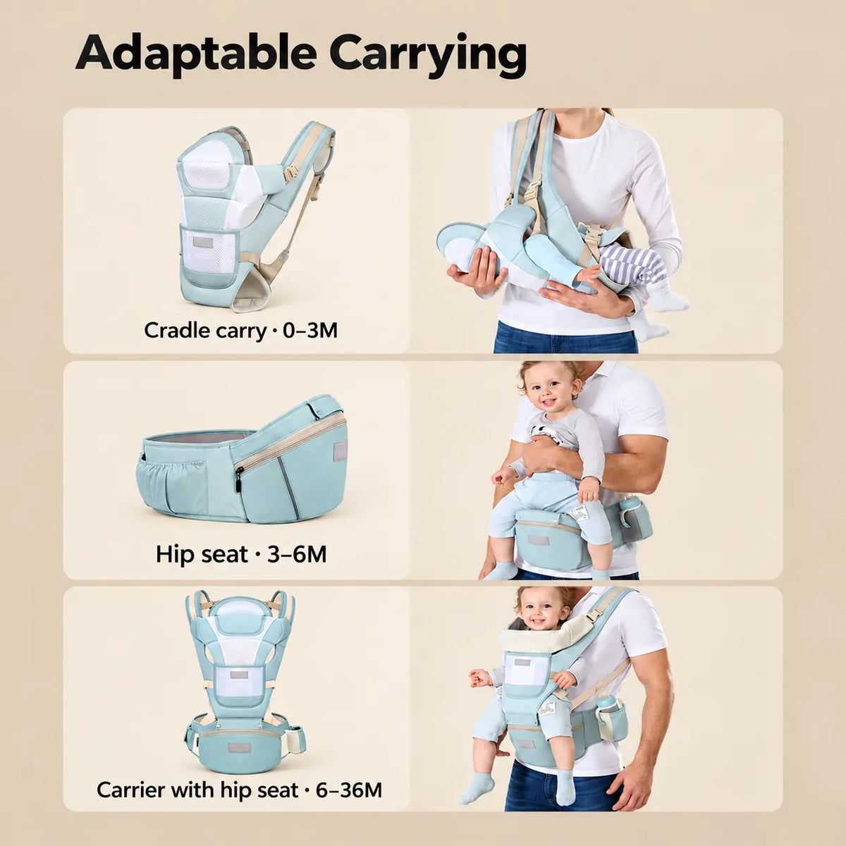 Convertible Cotton Hip Seat Baby Carrier