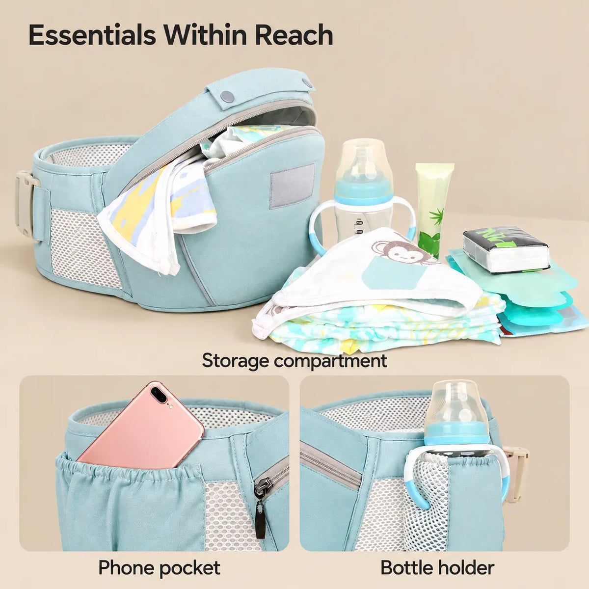 Convertible Mesh Hip Seat Baby Carrier