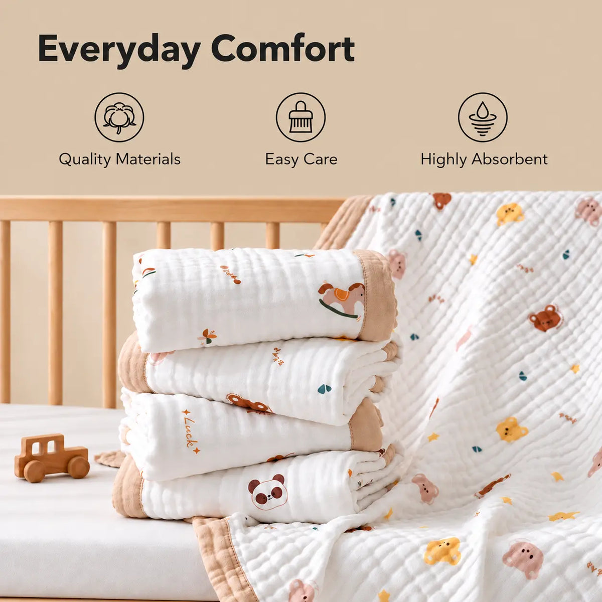 Cotton Muslin Baby Bath Towel