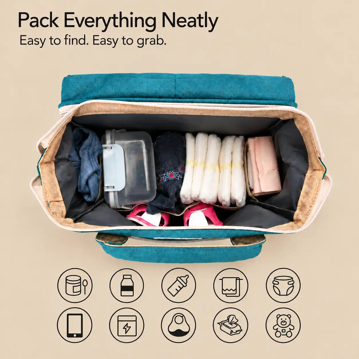 Expandable Diaper Bag Backpack