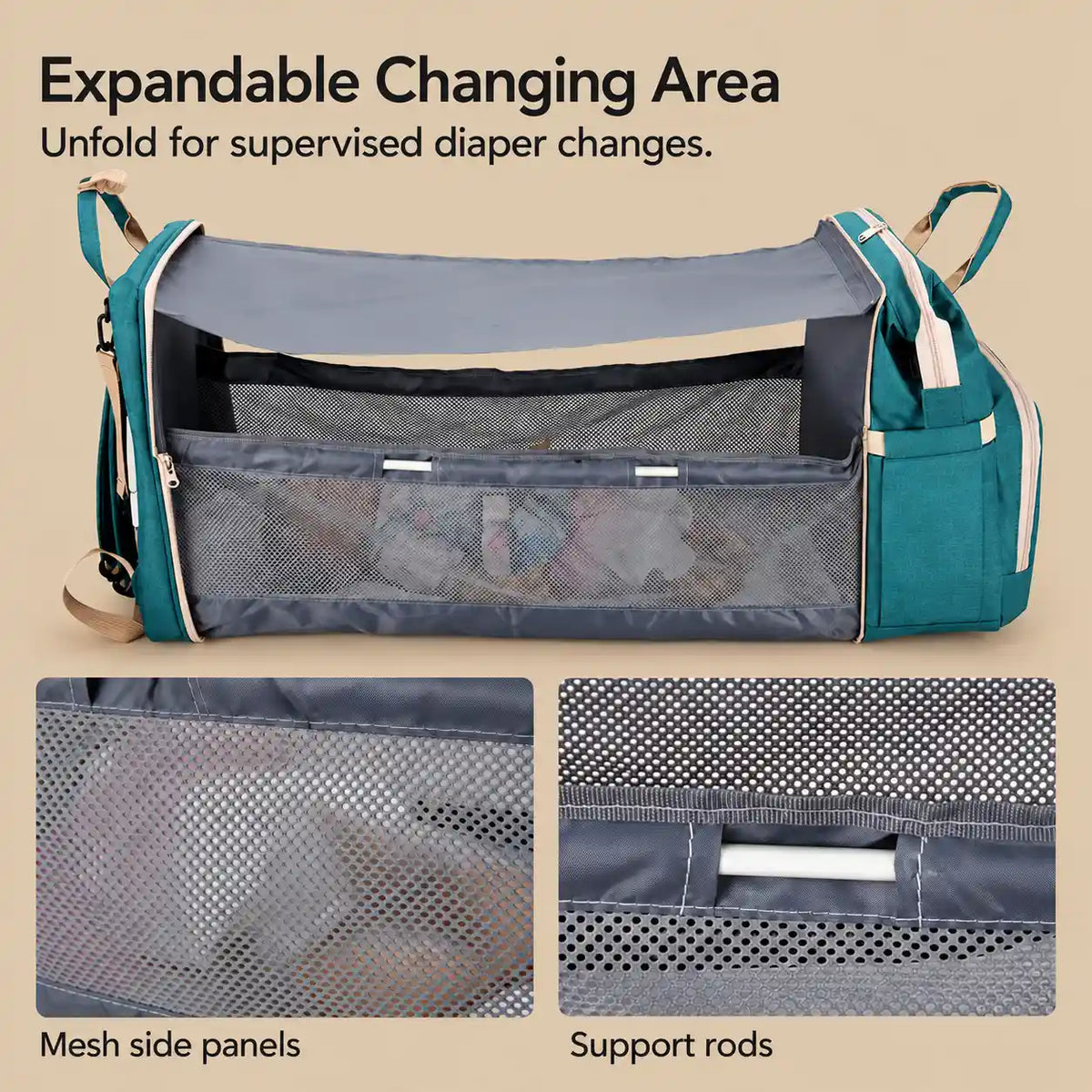 Expandable Diaper Bag Backpack
