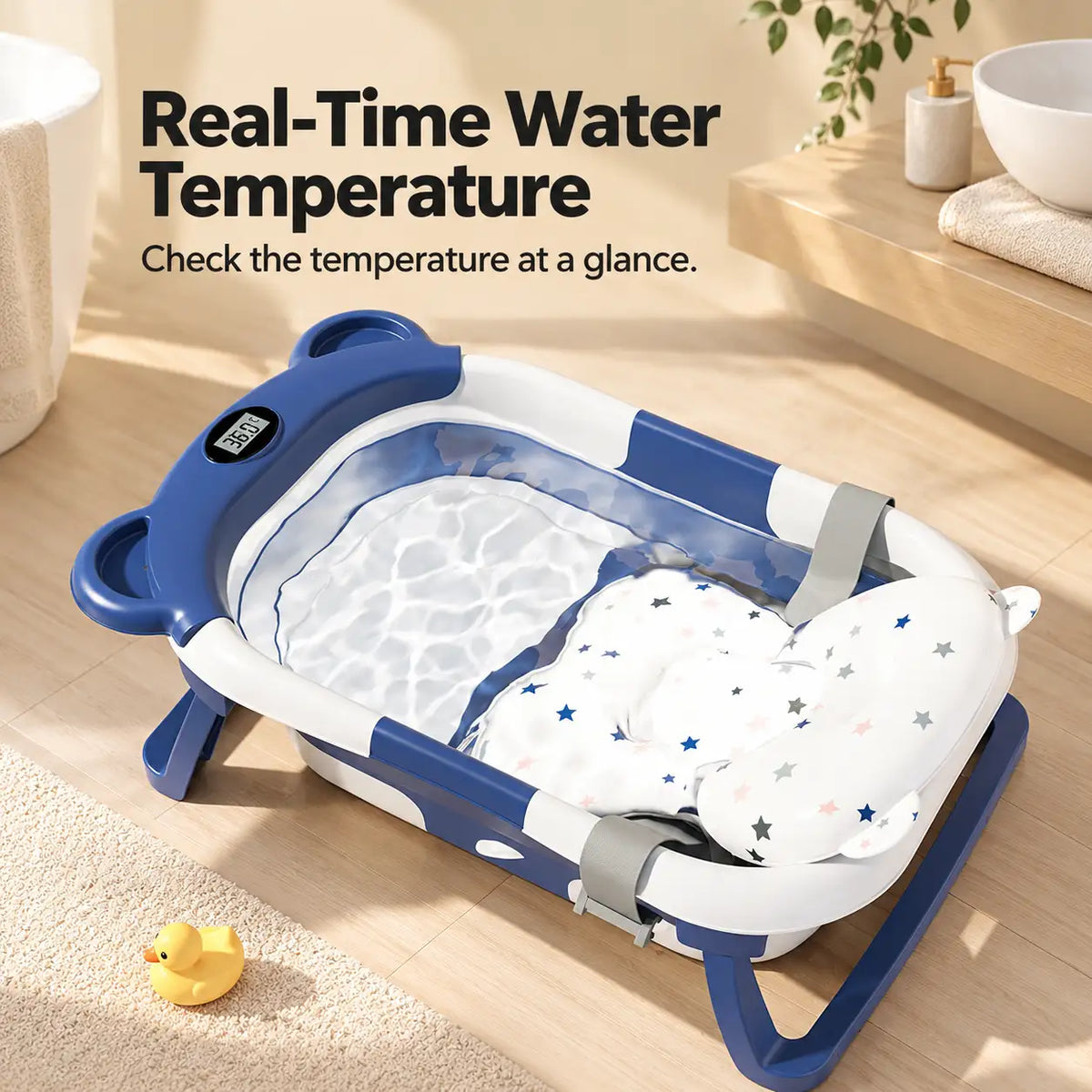 Foldable Baby Bathtub with Thermometer