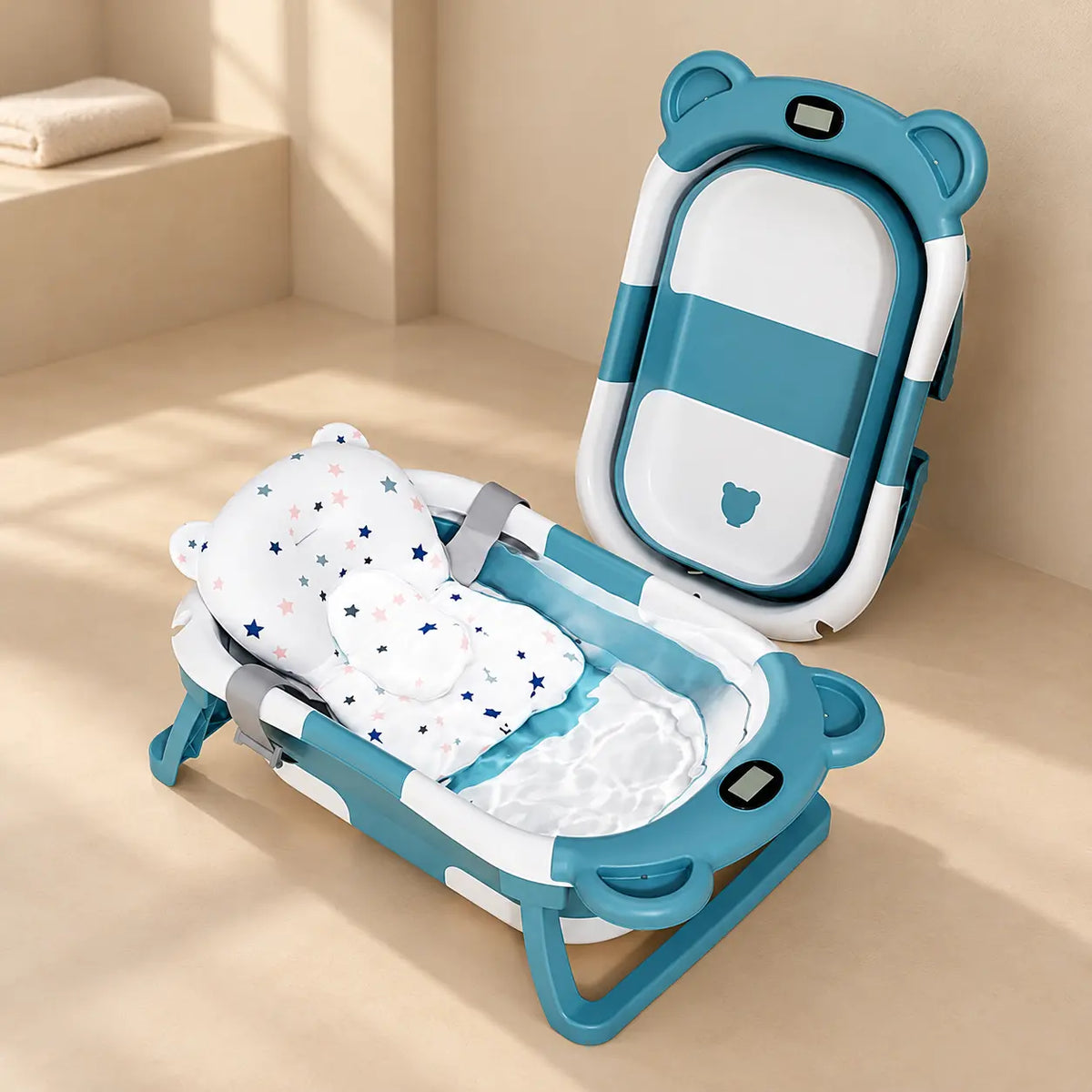 Foldable Baby Bathtub with Thermometer