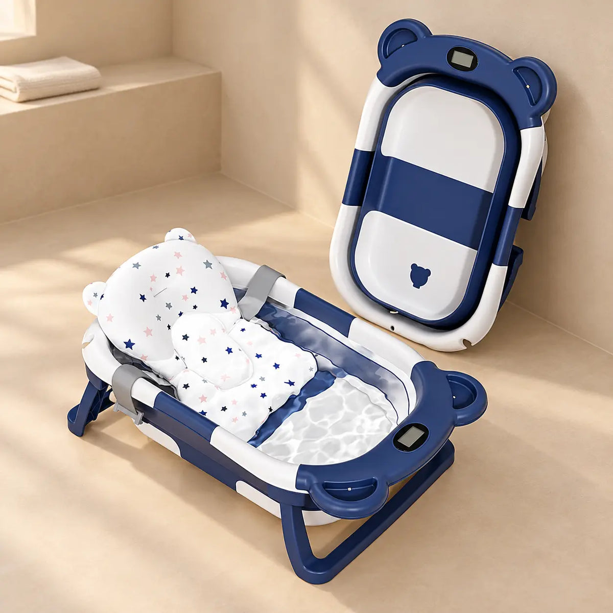 Foldable Baby Bathtub with Thermometer