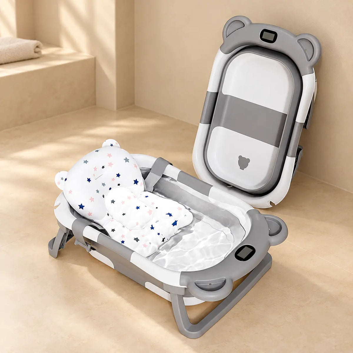 Foldable Baby Bathtub with Thermometer