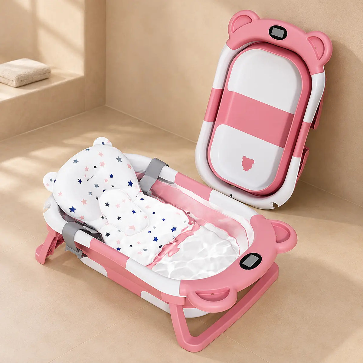 Foldable Baby Bathtub with Thermometer