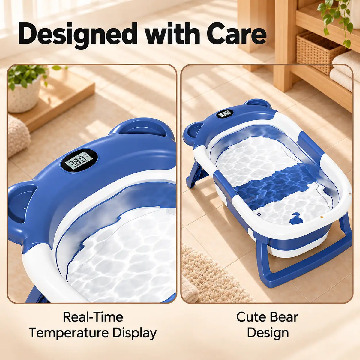 Foldable Baby Bathtub with Thermometer