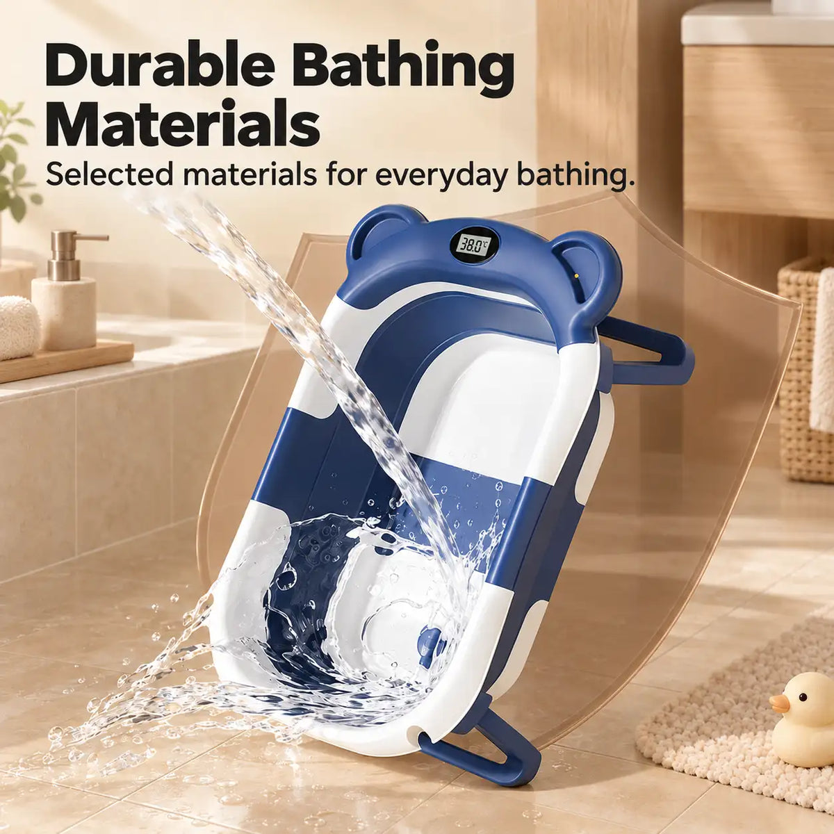 Foldable Baby Bathtub with Thermometer
