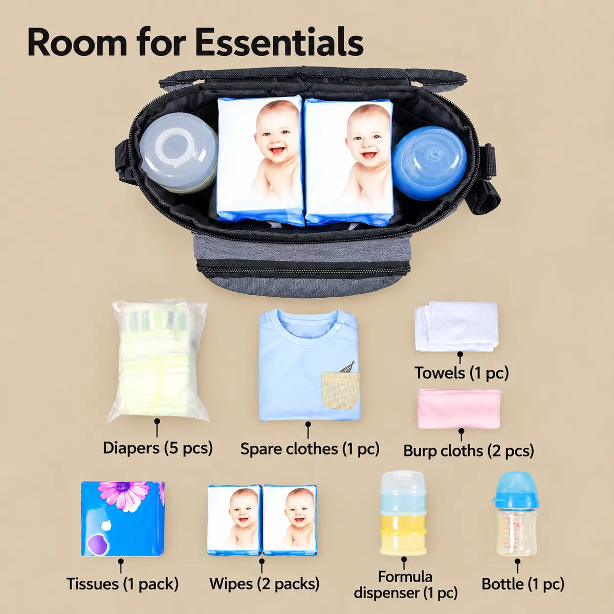 Insulated Stroller Organizer with Cupholders