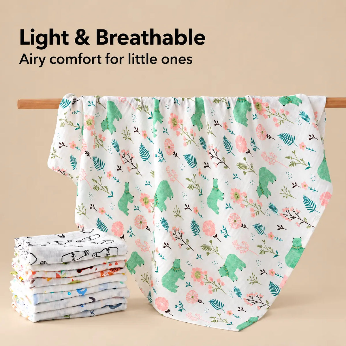 Printed Cotton Muslin Swaddle Blanket