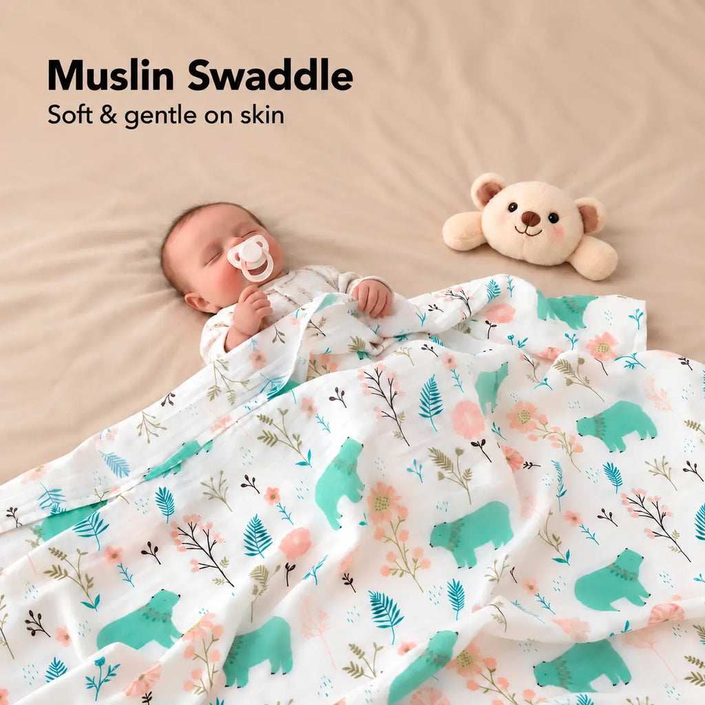 Printed Cotton Muslin Swaddle Blanket
