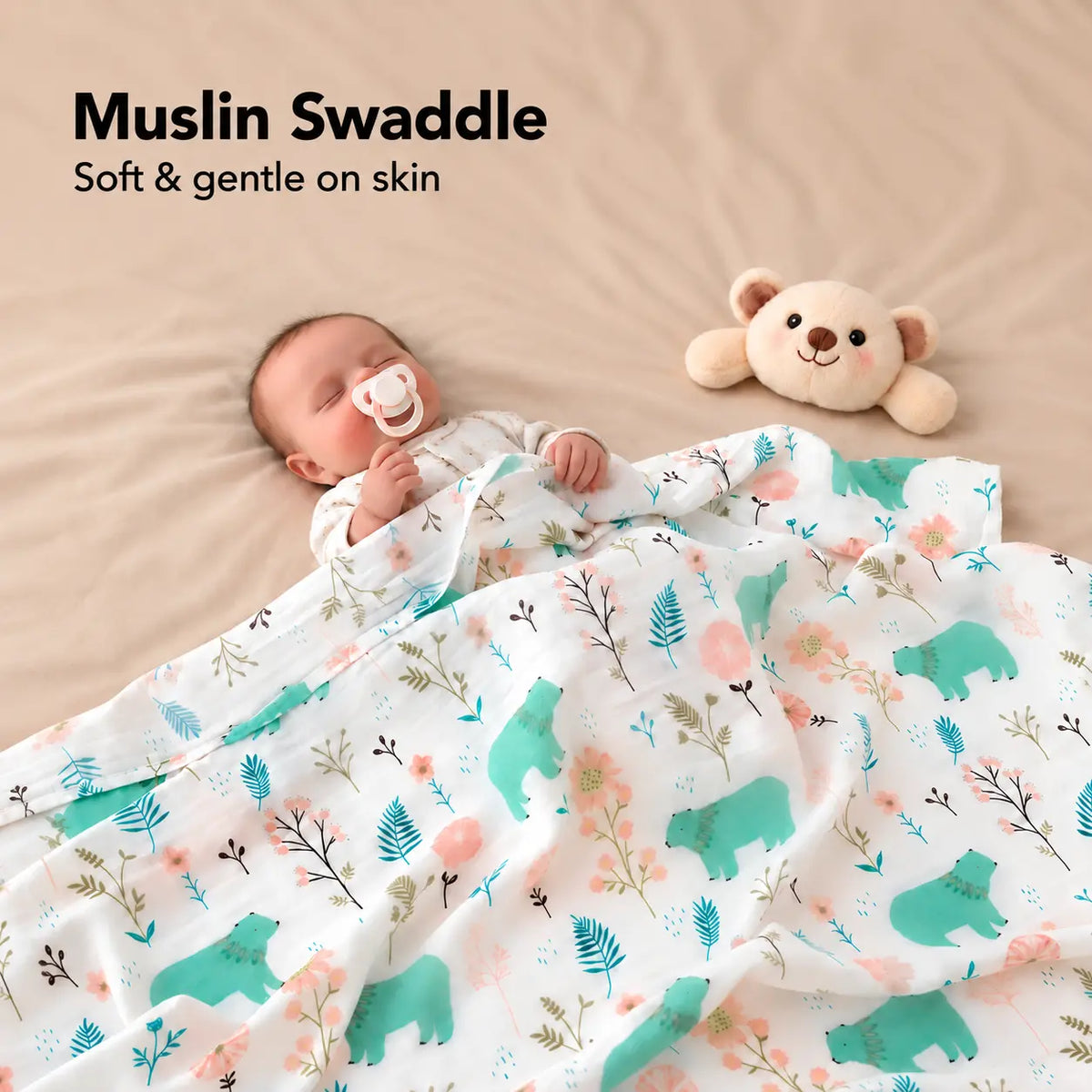 Printed Cotton Muslin Swaddle Blanket