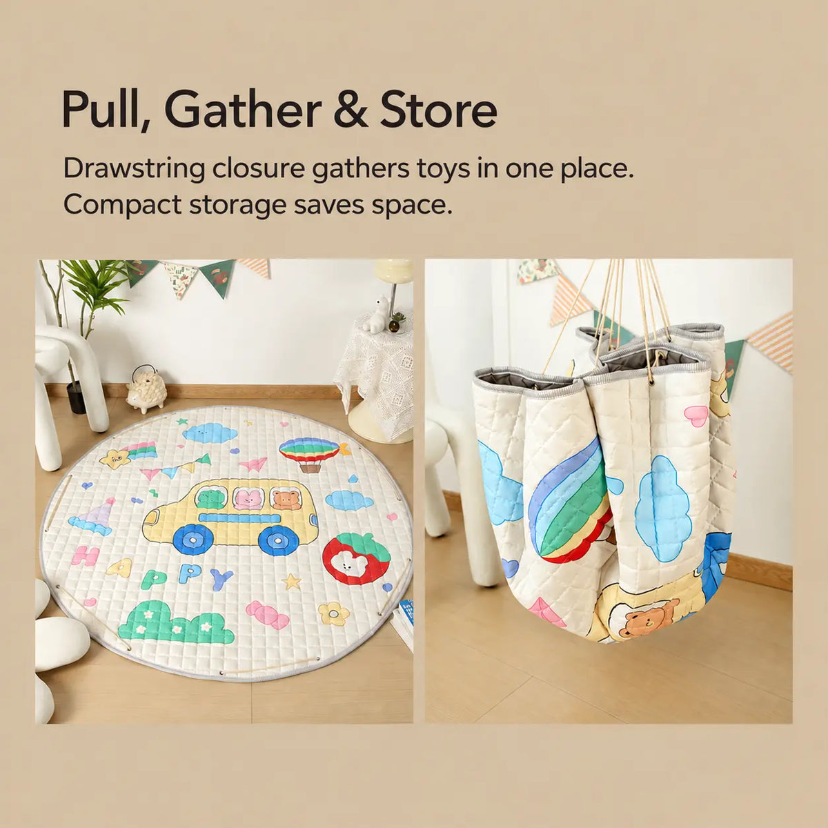 Quilted Cotton Baby Play Mat