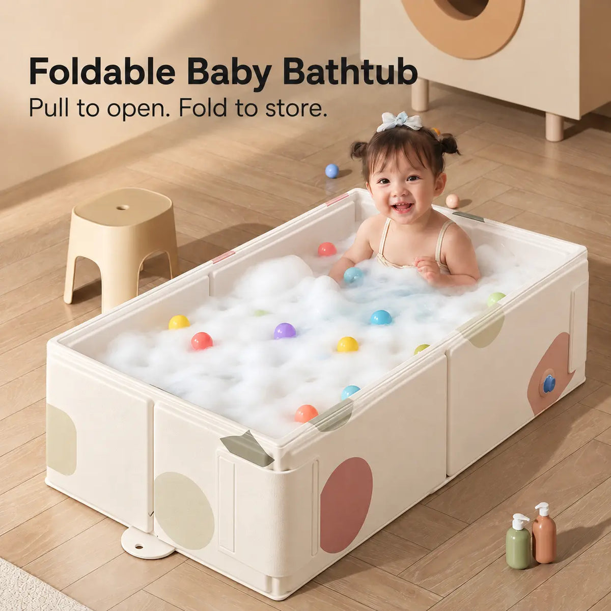Square Foldable Baby and Toddler Bathtub