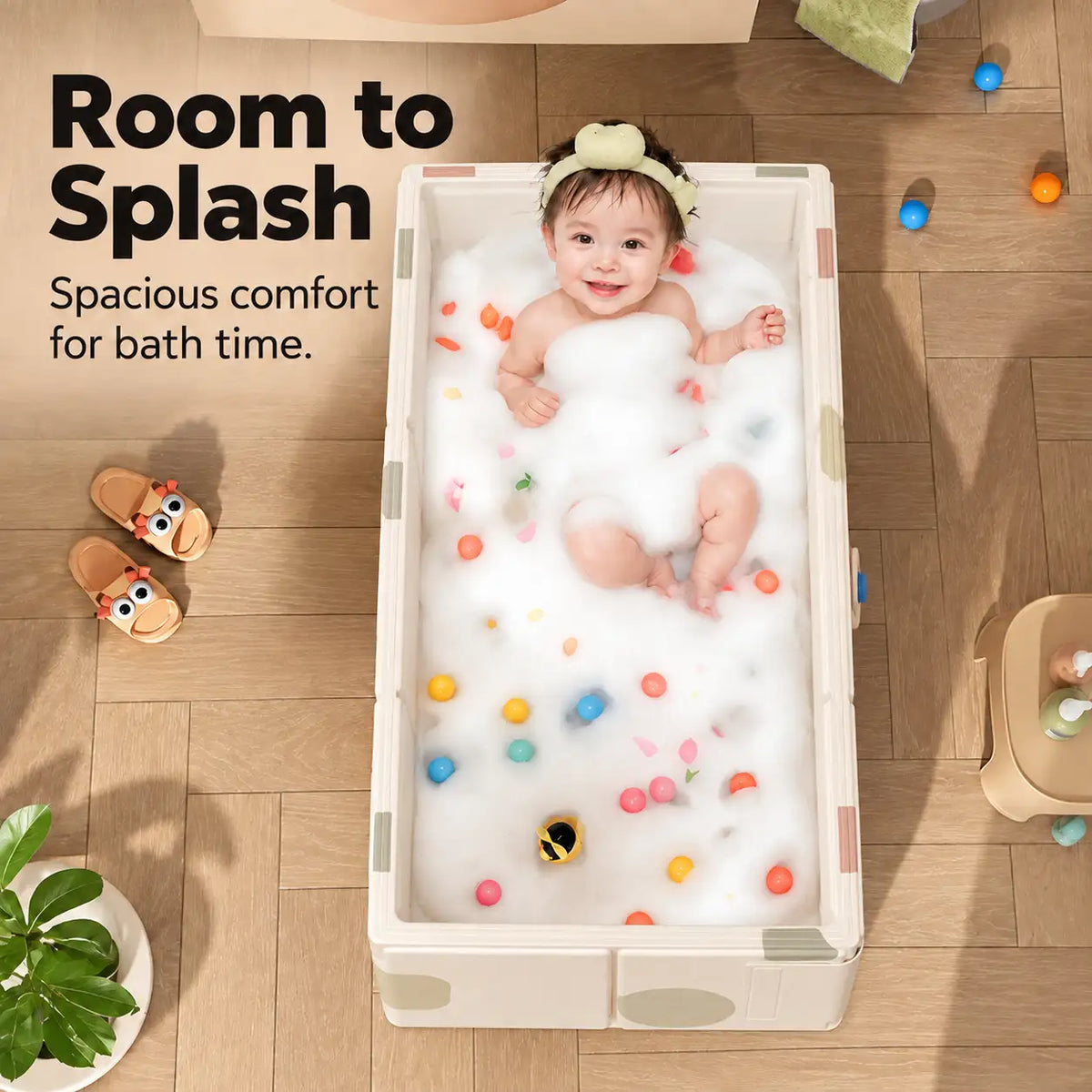 Square Foldable Baby and Toddler Bathtub